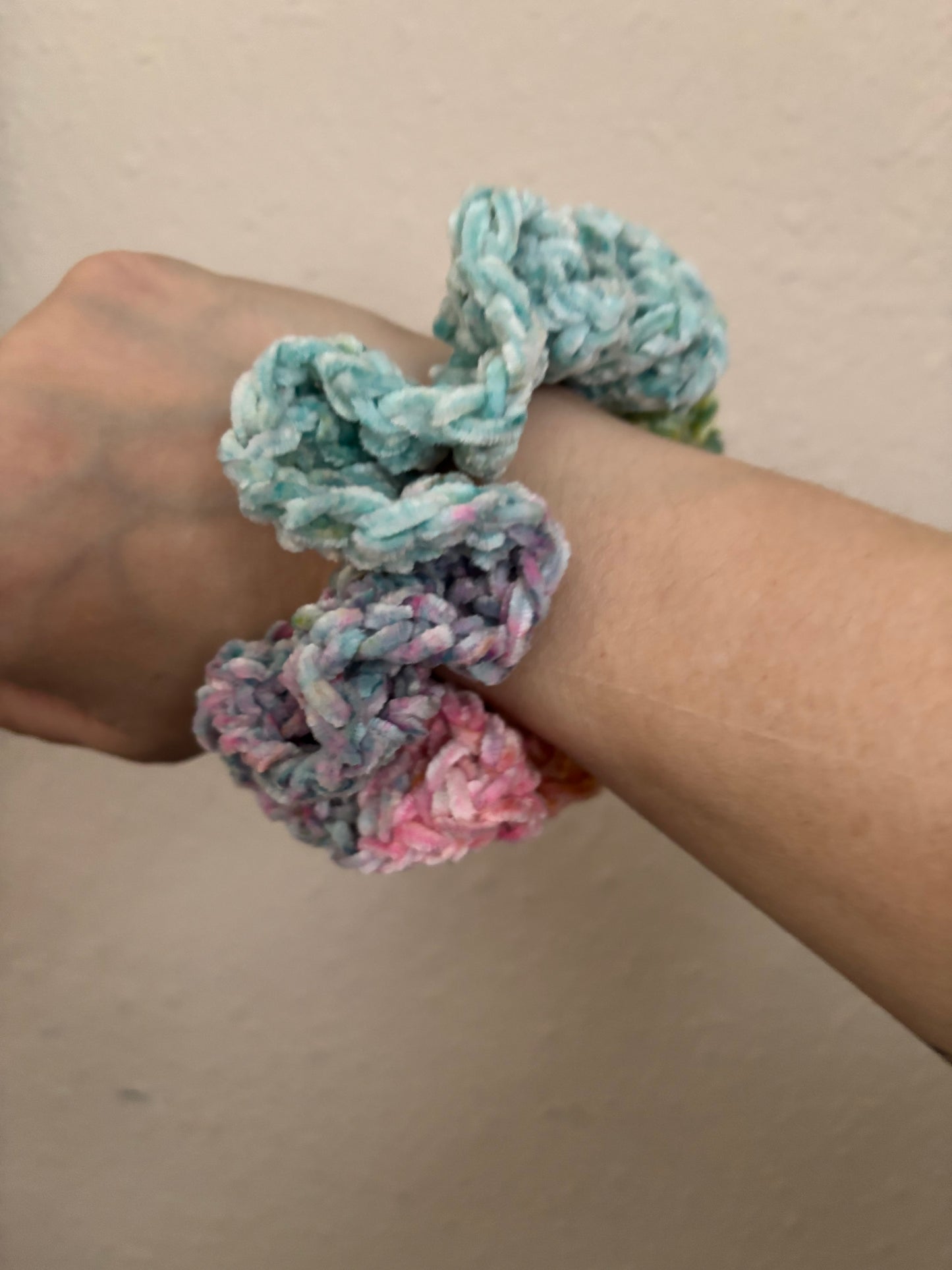 Crochet Rainbow Scrunchie